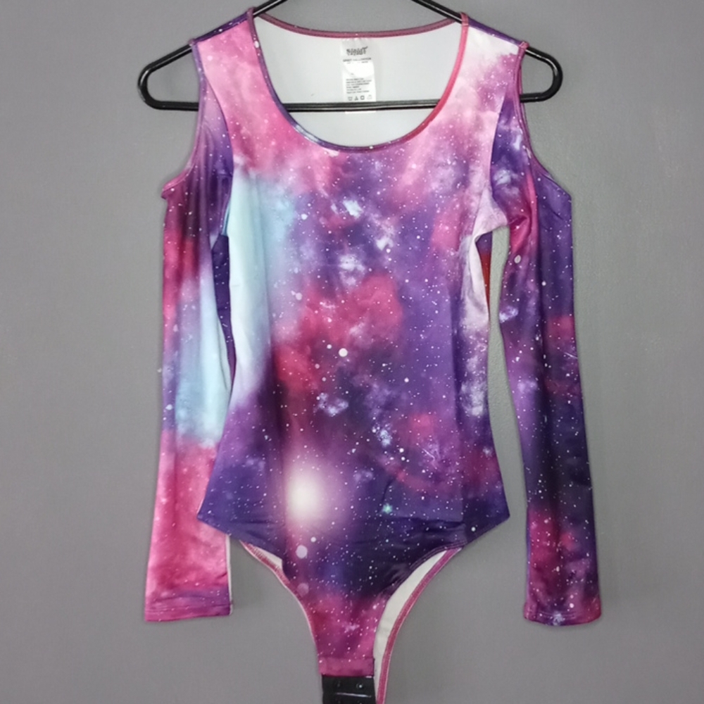 Galaxy Bodysuit with Cold Shoulder